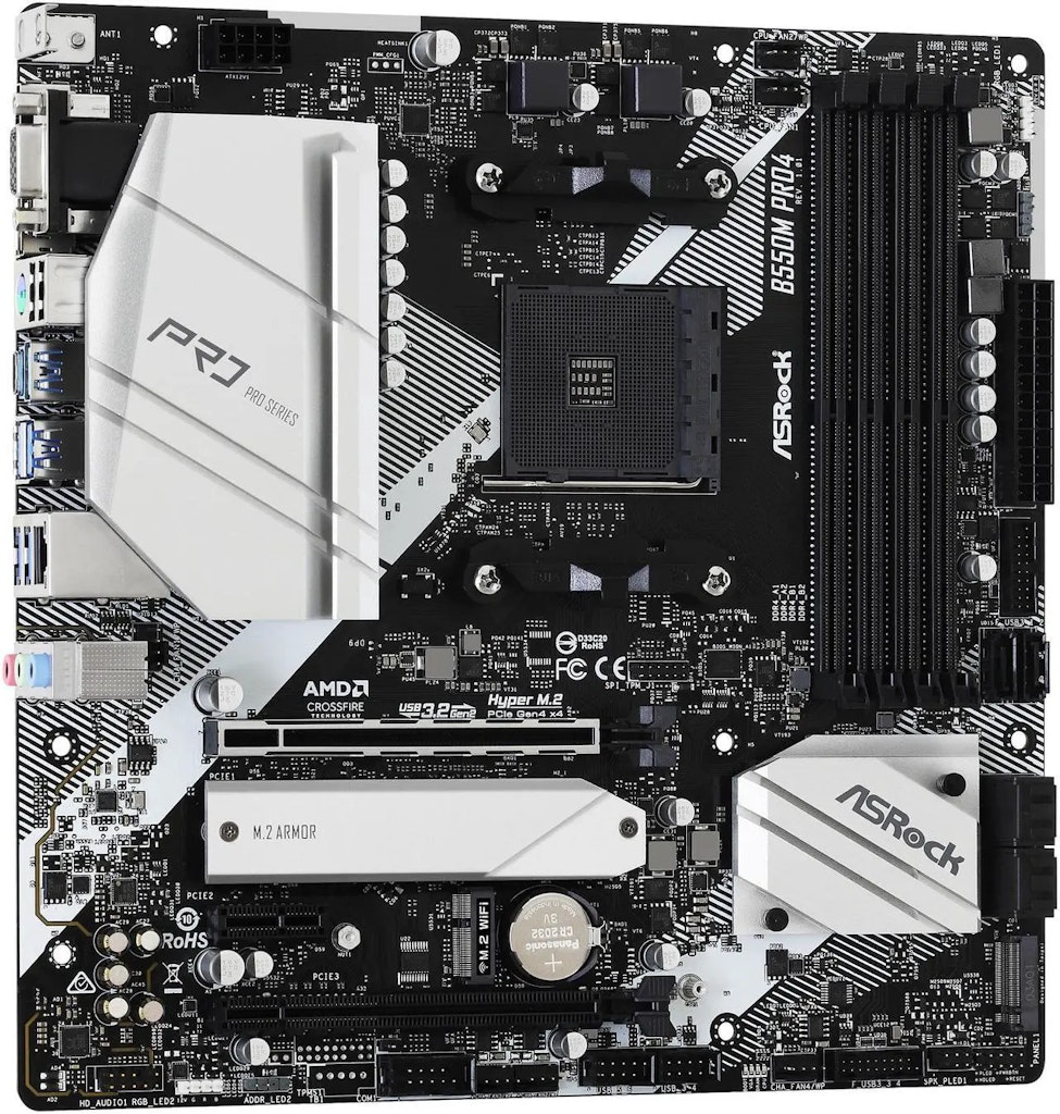 ASRock B550M PRO4 AM4 AMD B550 Micro ATX AMD Motherboard: $75