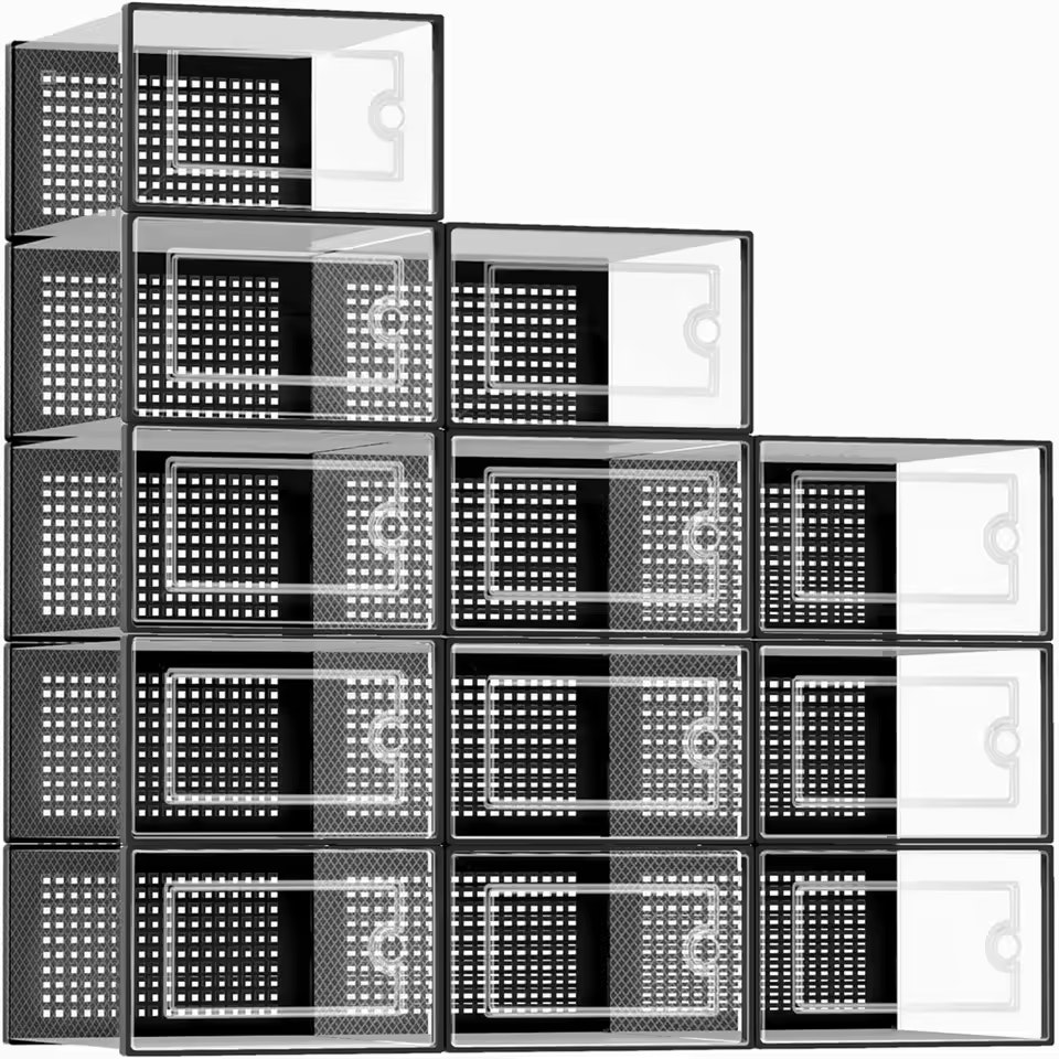 Plastic Stackable Shoe Storage Boxes 12-Pack: $21