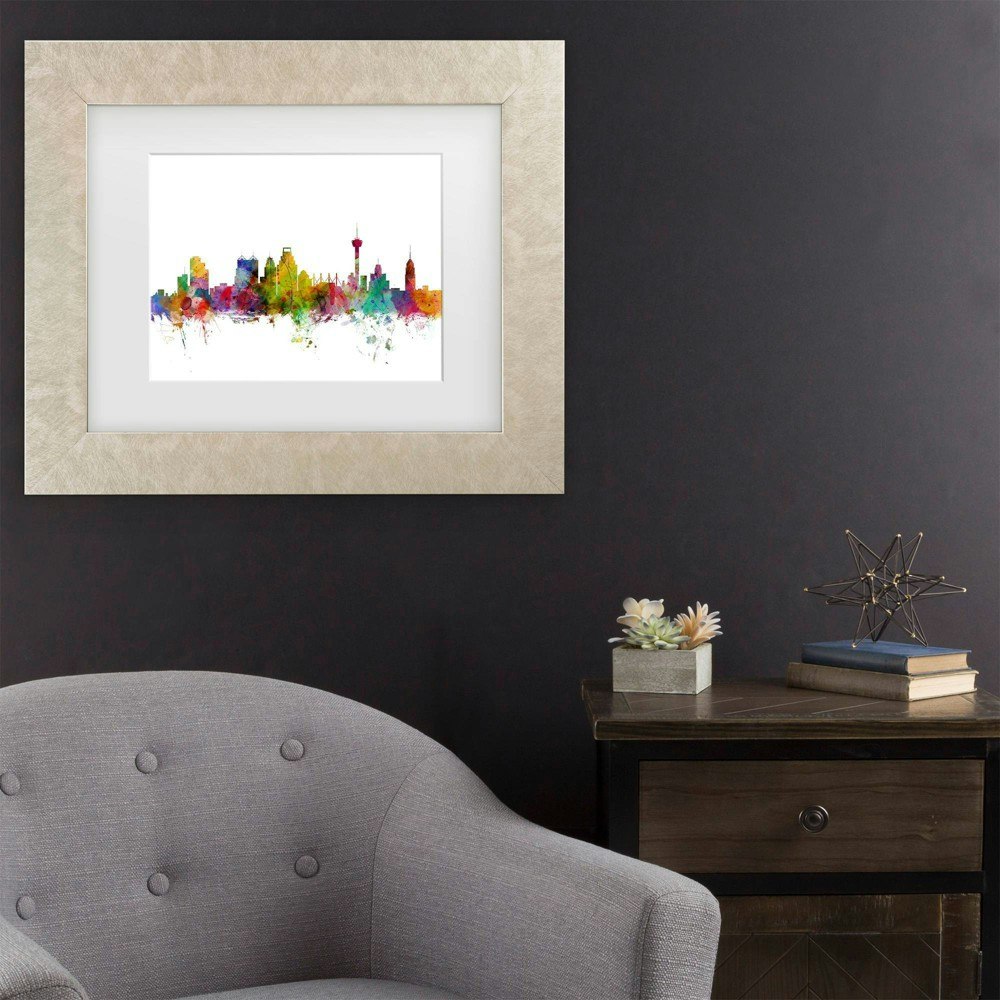 Trademark Fine Art 16"x20" Michael Tompsett San Antonio Texas Skyline Framed Art: $40.49