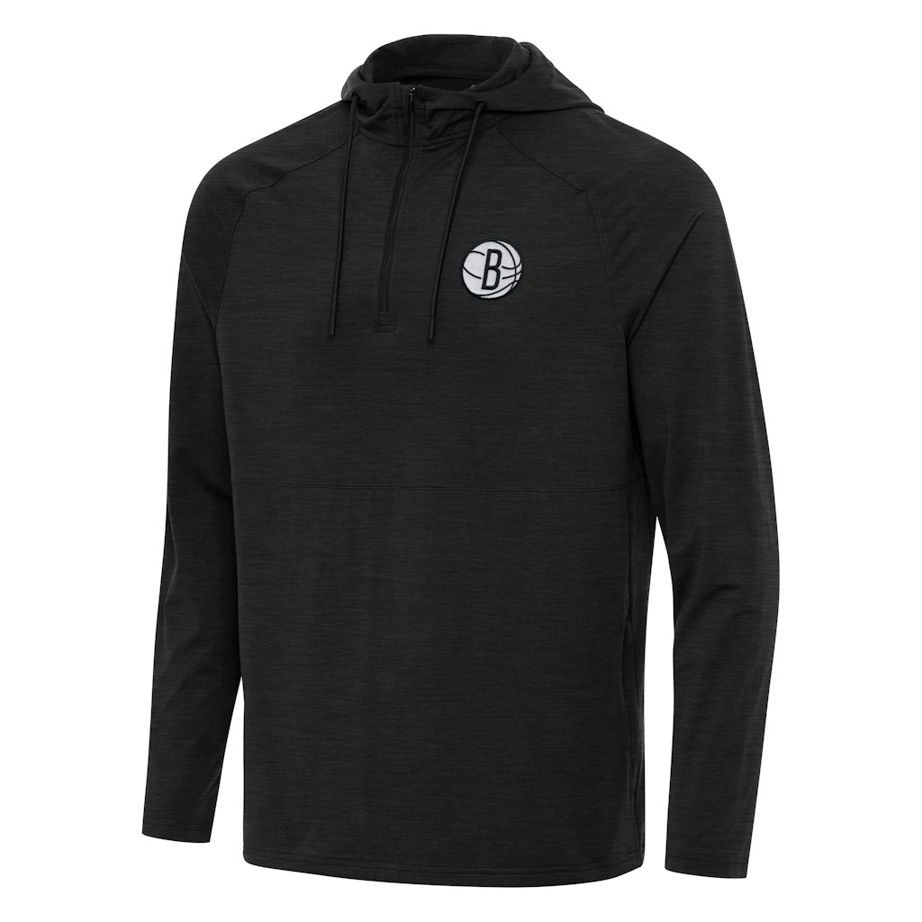 Antigua Brooklyn Nets Heather Black Quarter-Zip Hoodie: $114.99