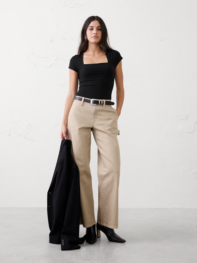 Soft Stretch Square-Neck Bodysuit: $27.97