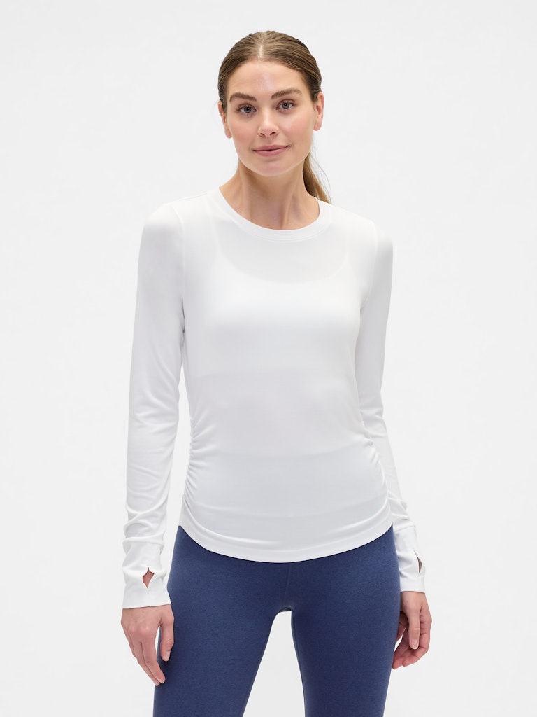 GapFit Brushed Jersey Ruched T-Shirt: $19.99 GapFit Brushed Jersey Ruched T-Shirt: $19.99