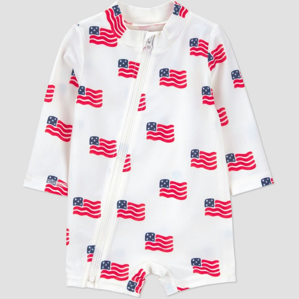 Carter's Just One You Baby Boys' Flag Long Sleeve Rash Guard Swimsuit 6M: $17