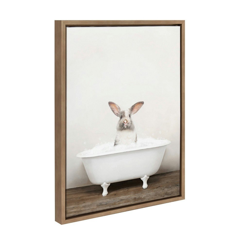 Sylvie Bunny in Rustic Bath Framed Canvas by Amy Peterson: $59.99