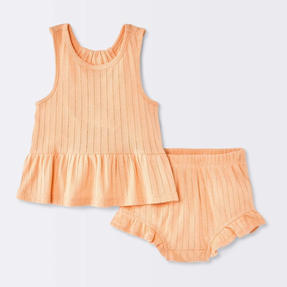 Baby Girls' Peplum Tank Top and Ruffle Shorts Set 6-9M: $12 Baby Girls' Peplum Tank Top and Ruffle Shorts Set 6-9M: $12