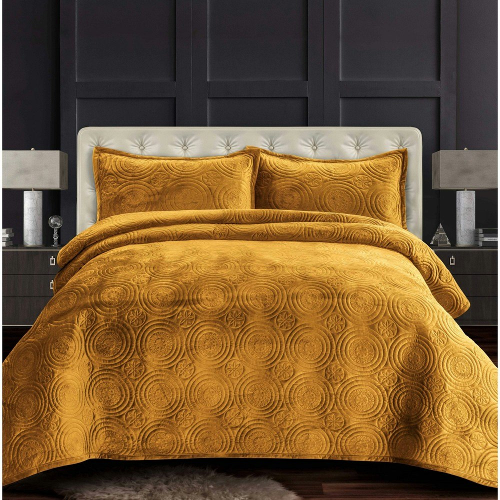 Tribeca Living King Capri Medallion Velvet Quilt Set 3-Piece: $89.99 Tribeca Living King Capri Medallion Velvet Quilt Set 3-Piece: $89.99