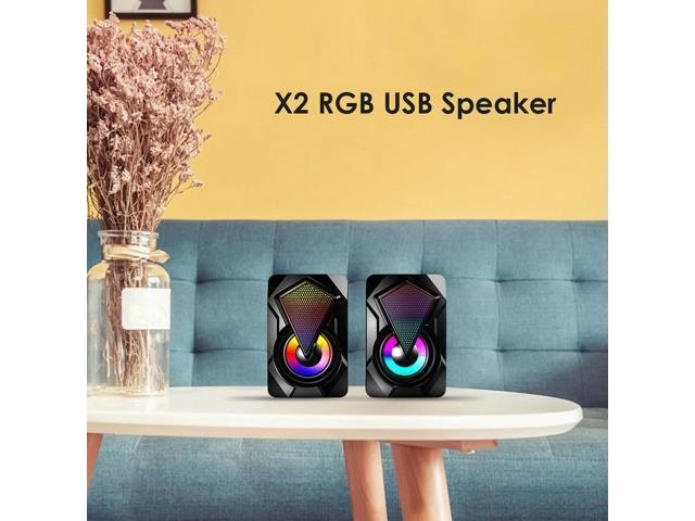 X2 USB Powered RGB Stereo Computer Speakers: $38.65