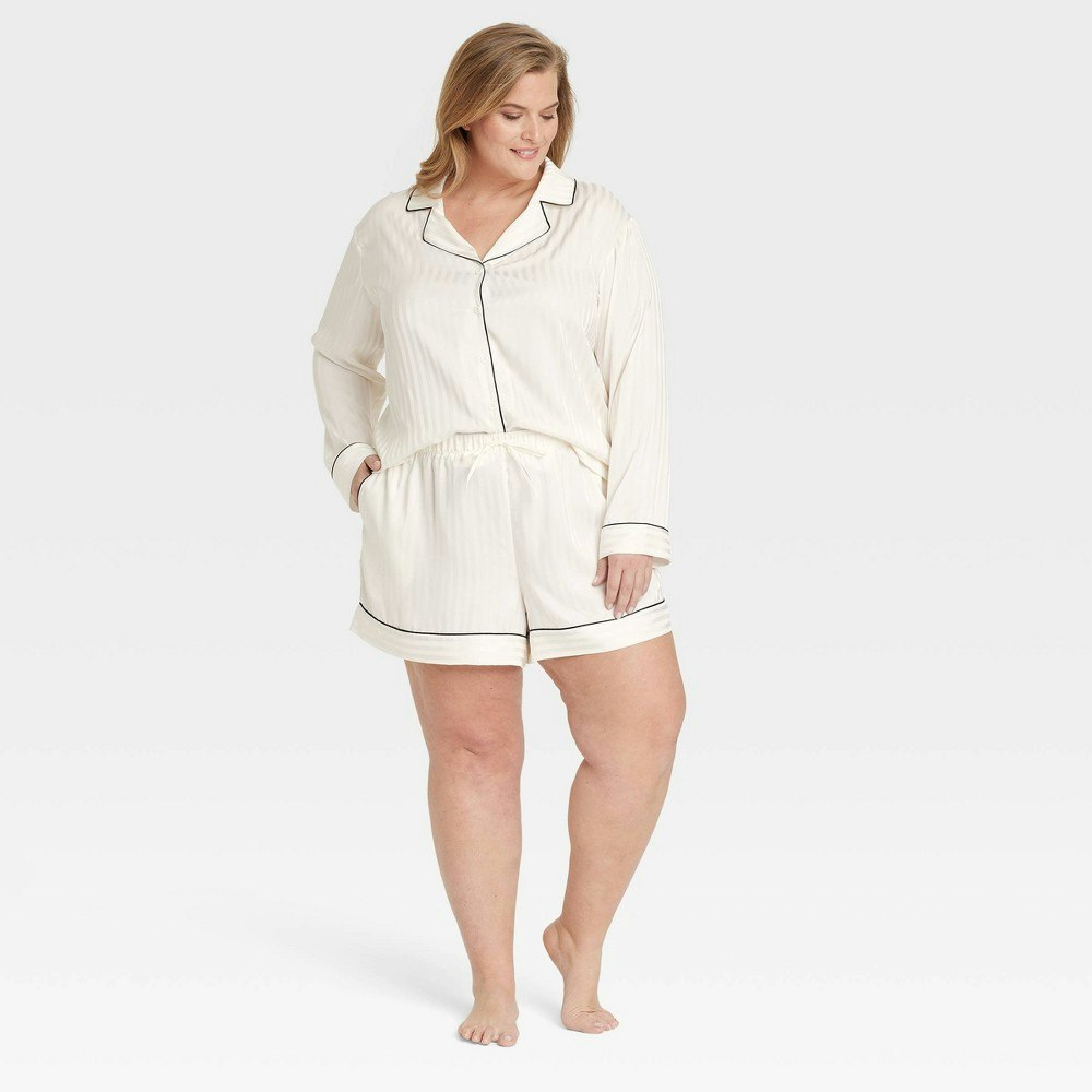 Auden Women's Satin Notch Collar Pajama Set: $30 Auden Women's Satin Notch Collar Pajama Set: $30