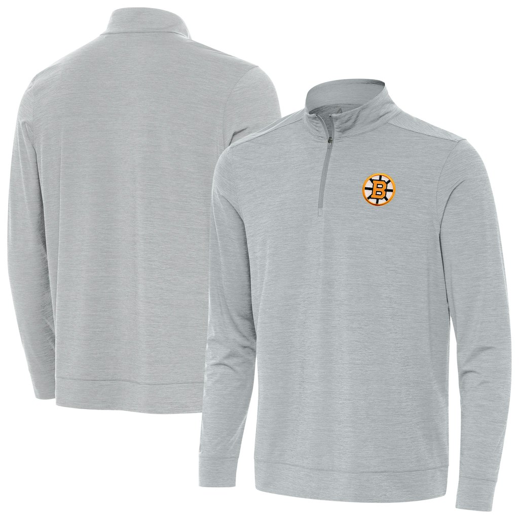 Antigua Boston Bruins Heather Gray Quarter-Zip Pullover: $79.99