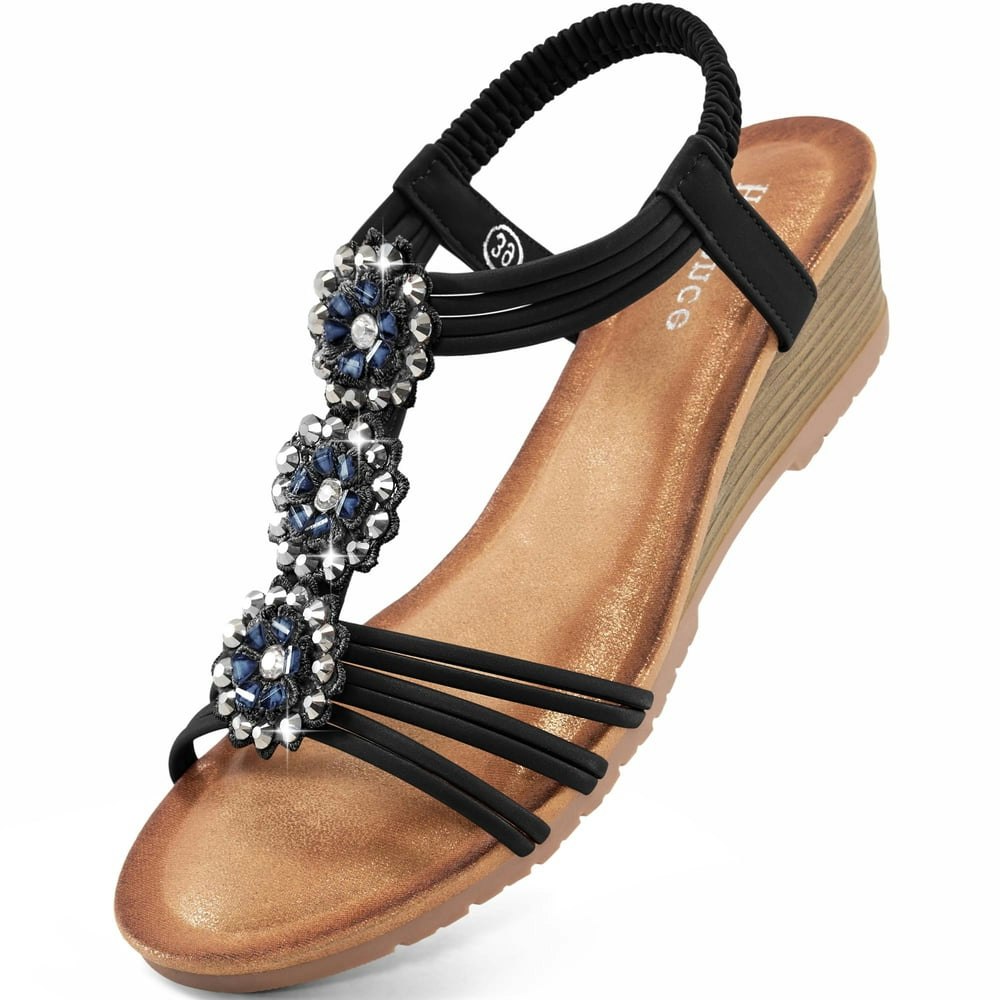 Ablanczoom Women's Rhinestone Floral Wedge Platform Sandals: $16.92 Ablanczoom Women's Rhinestone Floral Wedge Platform Sandals: $16.92