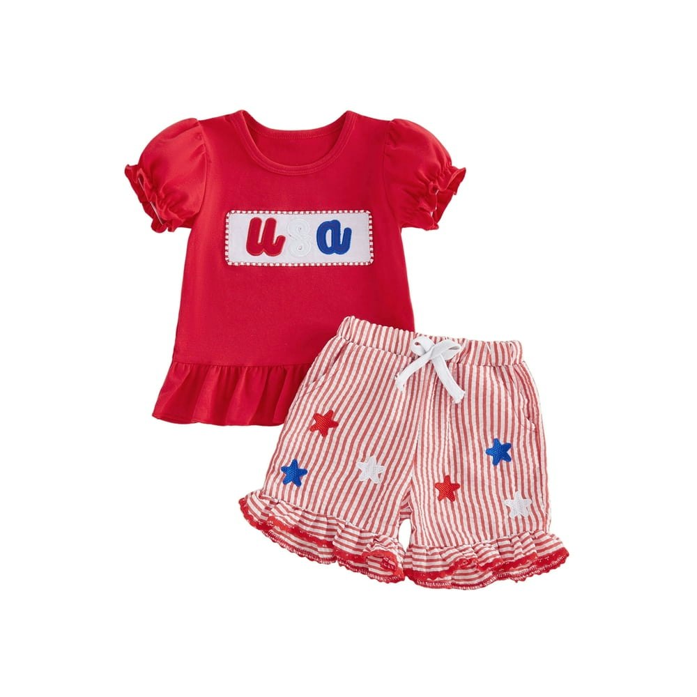 Loicainy Toddler Girl 4th of July Outfit Set: $13.66