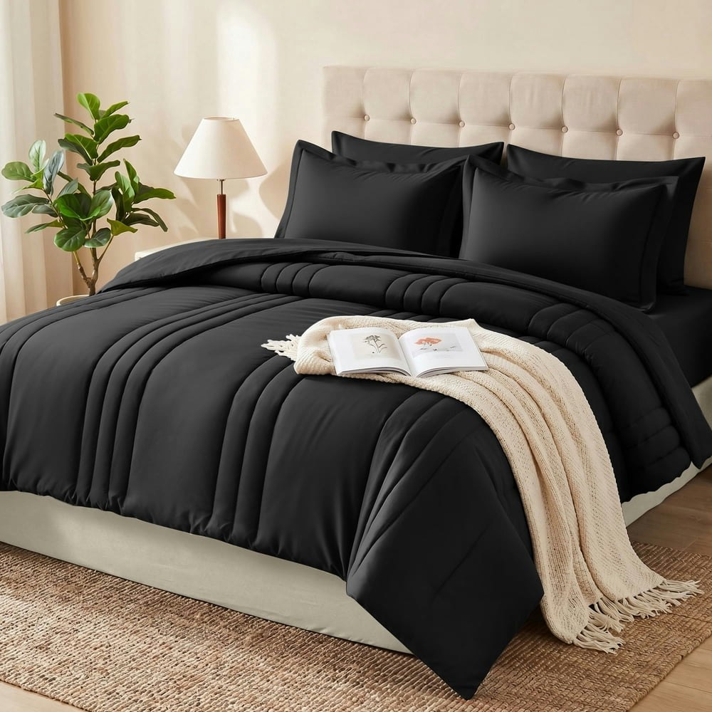 Dhole 7-Piece Queen Striped Bed-in-a-Bag Comforter and Sheet Set: $31.30 Dhole 7-Piece Queen Striped Bed-in-a-Bag Comforter and Sheet Set: $31.30