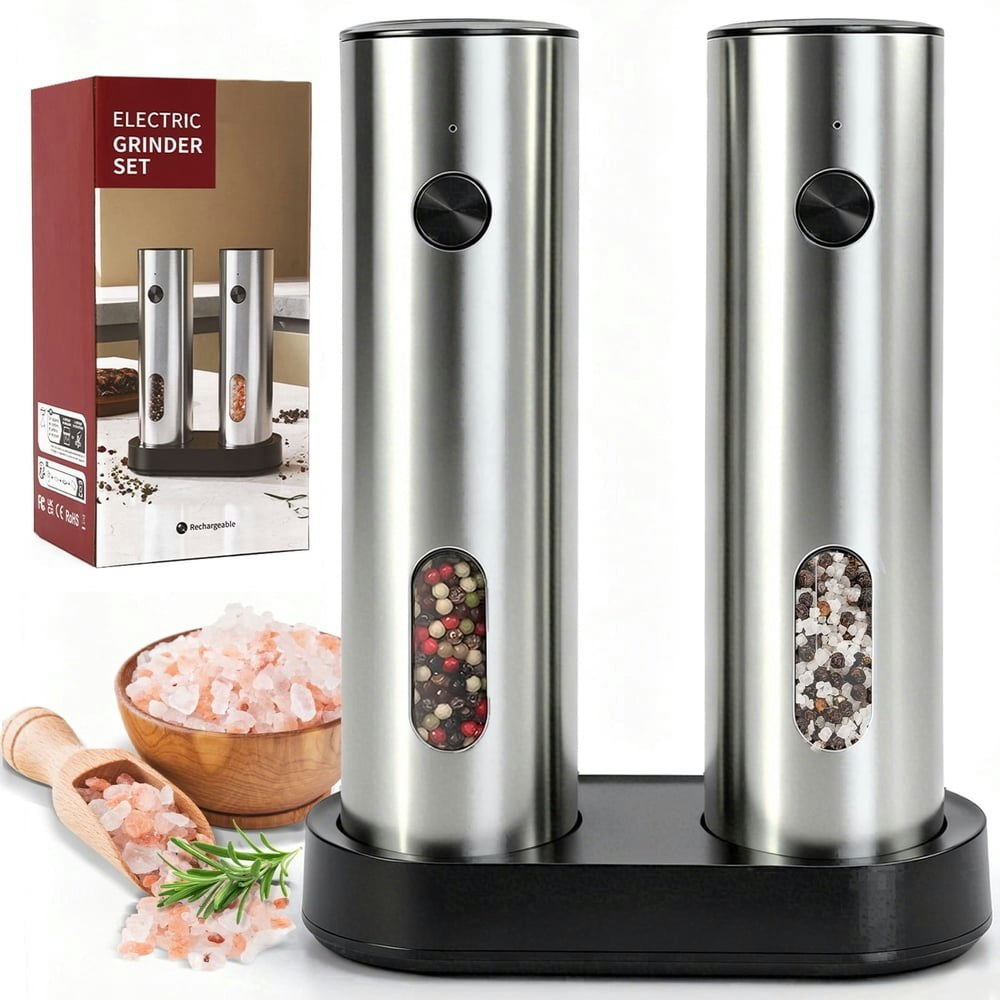 Koralakiri Rechargeable Electric Salt and Pepper Grinder Set: $25.89