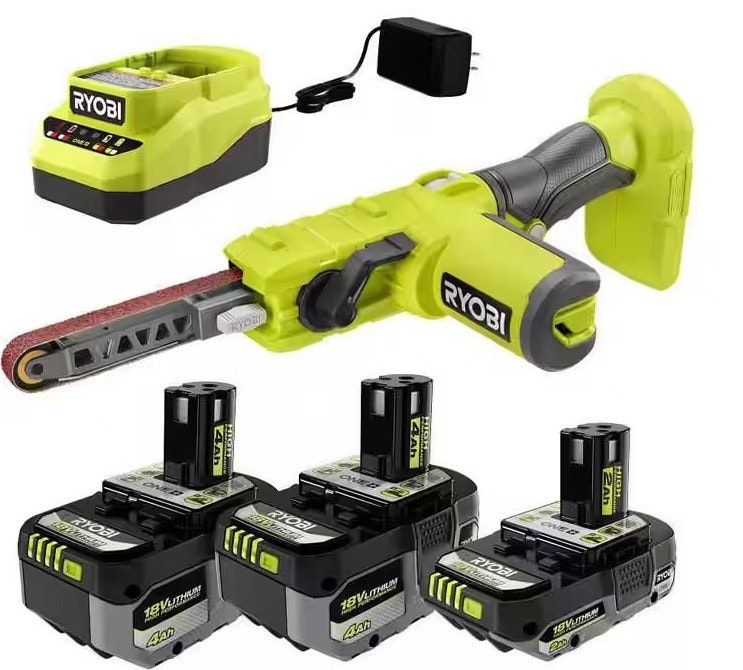 RYOBI ONE+ 18V 18" File Sander Kit w/ Two 4Ah Batteries, 2Ah Battery, & Charger: $169