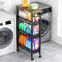 4-Tier Slim Rolling Storage Cart w/ Wood Top for $30 + free shipping w/ Prime