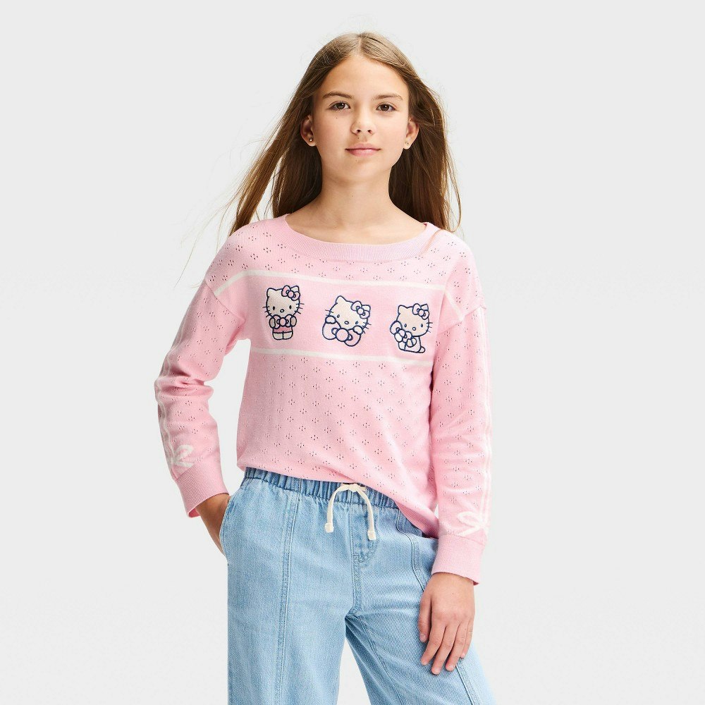 Girls' Hello Kitty Pointelle Knit Sweater: $25 Girls' Hello Kitty Pointelle Knit Sweater: $25