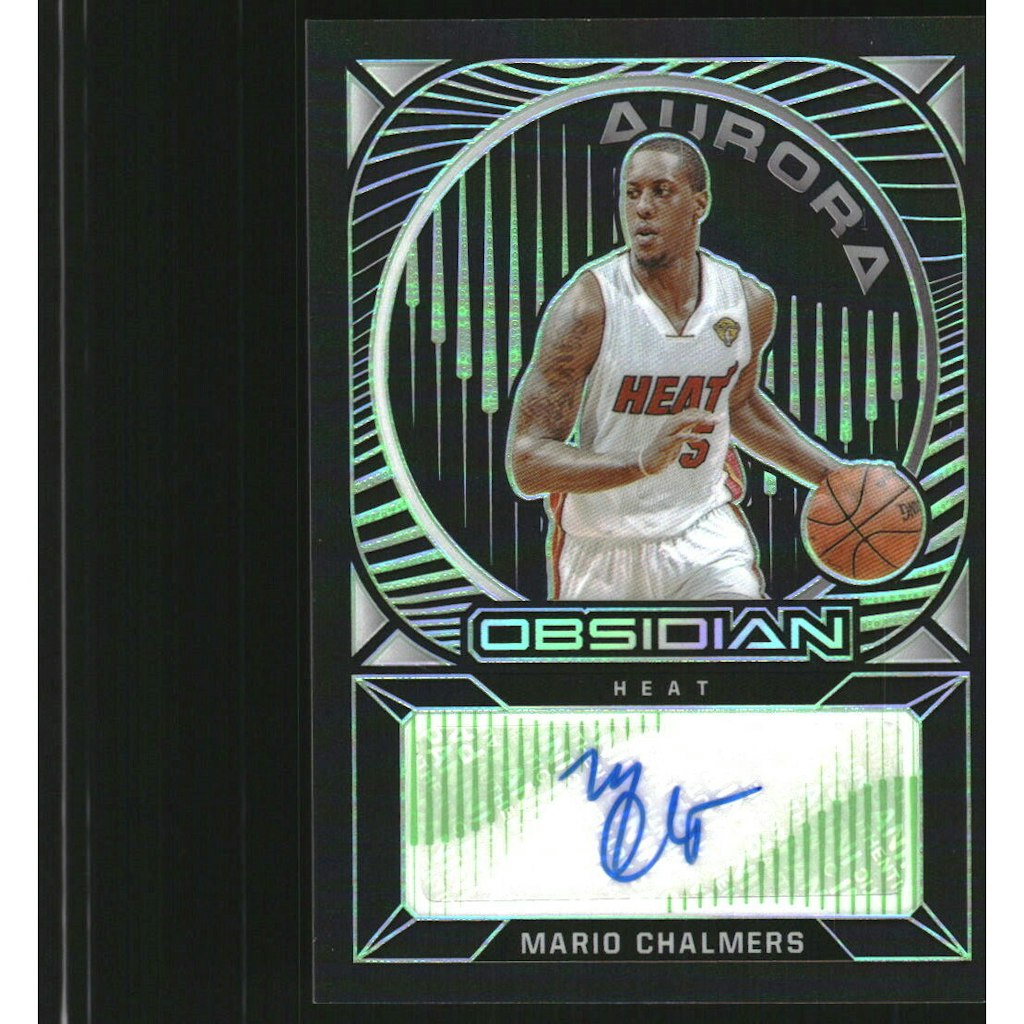 Mario Chalmers 2020-21 Panini Obsidian Aurora Autographs Electric Etch Green Trading Card: $22.50 Mario Chalmers 2020-21 Panini Obsidian Aurora Autographs Electric Etch Green Trading Card: $22.50