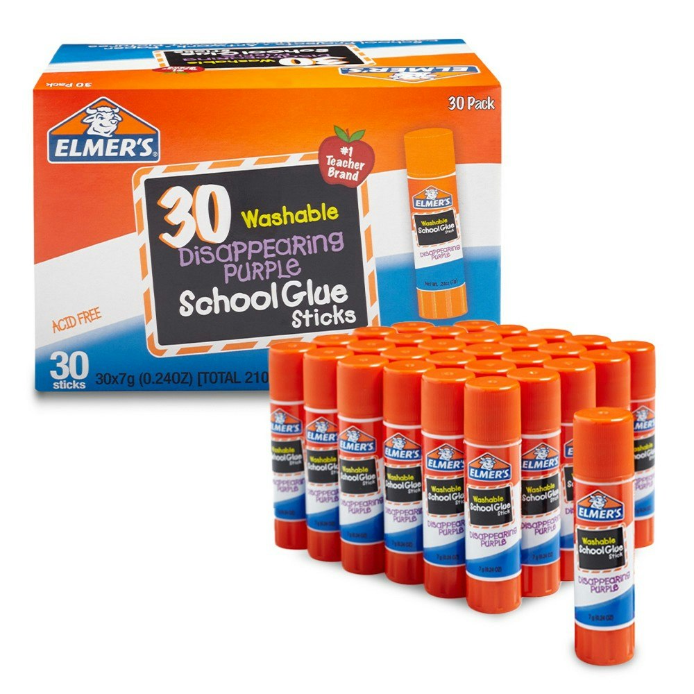 Elmer's Washable Disappearing Purple Glue Sticks 30-Pack: $9.99 Elmer's Washable Disappearing Purple Glue Sticks 30-Pack: $9.99