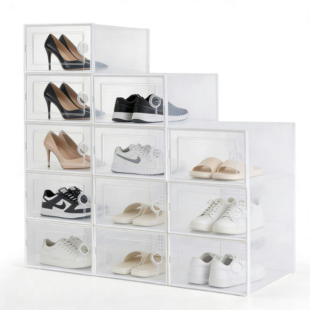 Vusign Stackable Shoe Storage Box 12-Pack: $33.99 Vusign Stackable Shoe Storage Box 12-Pack: $33.99