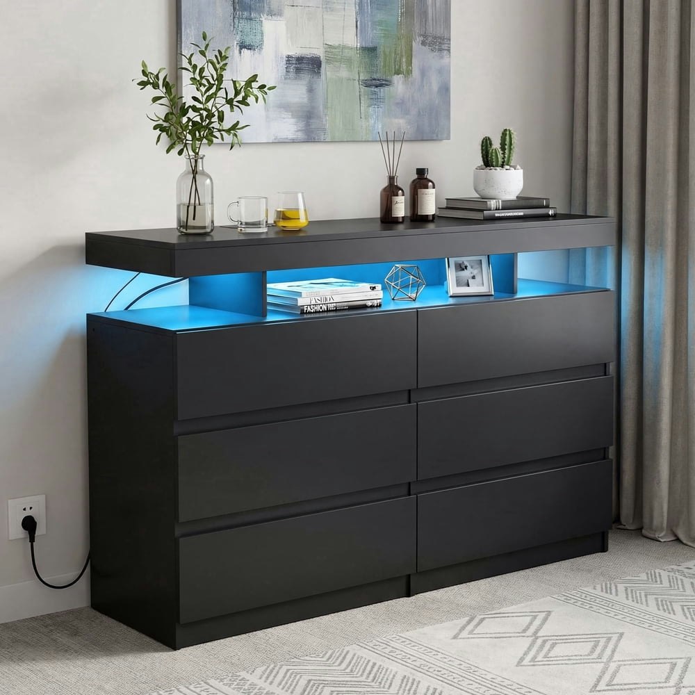 Hommpa 6-Drawer LED Dresser with Charging Station: $199.83 Hommpa 6-Drawer LED Dresser with Charging Station: $199.83