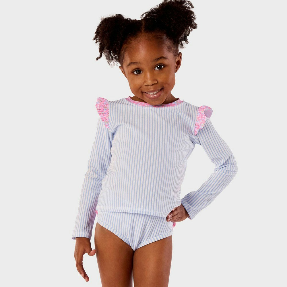 RuffleButts Toddler Girls' Seersucker Long Sleeve Rash Guard Set 5T: $32.20 RuffleButts Toddler Girls' Seersucker Long Sleeve Rash Guard Set 5T: $32.20