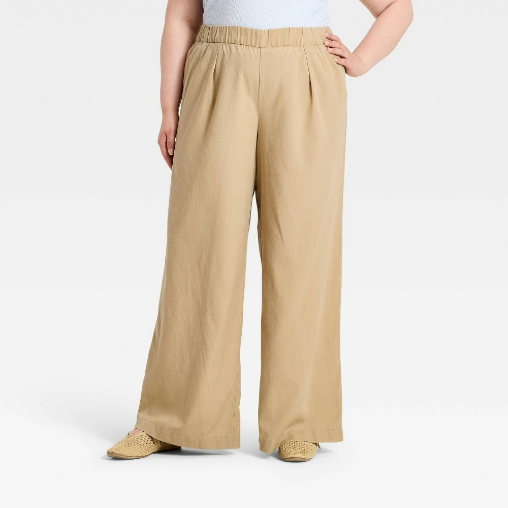 Women's Mid-Rise Wide Leg Pull-On Pants 2X: $32