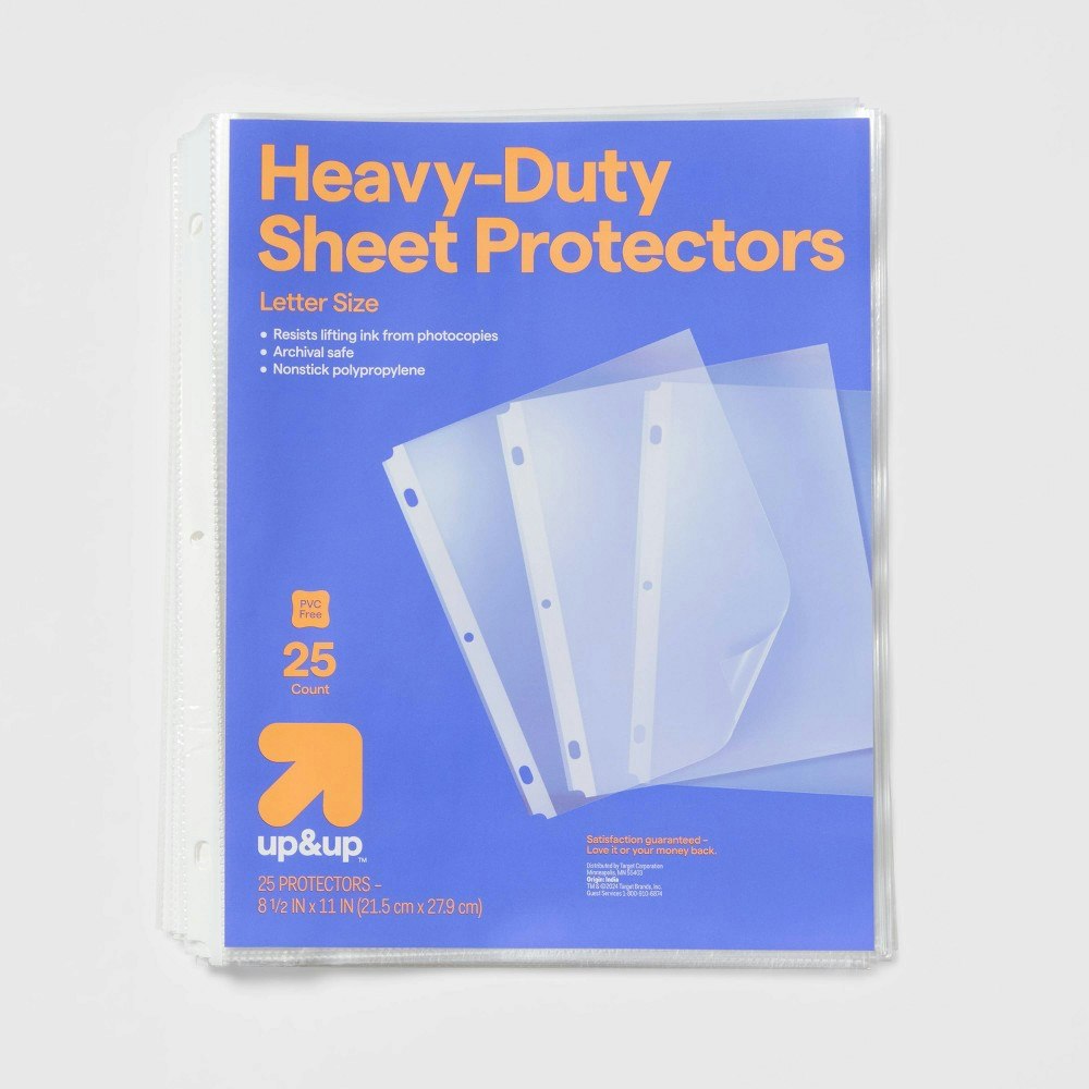 Up&up 8.5" x 11" Heavy-Duty Sheet Protectors 25-Pack: $4.29 Up&up 8.5" x 11" Heavy-Duty Sheet Protectors 25-Pack: $4.29