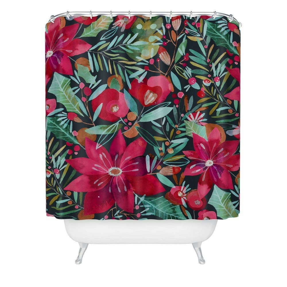 CayenaBlanca Watercolor Christmas Flowers Shower Curtain: $82.99 CayenaBlanca Watercolor Christmas Flowers Shower Curtain: $82.99