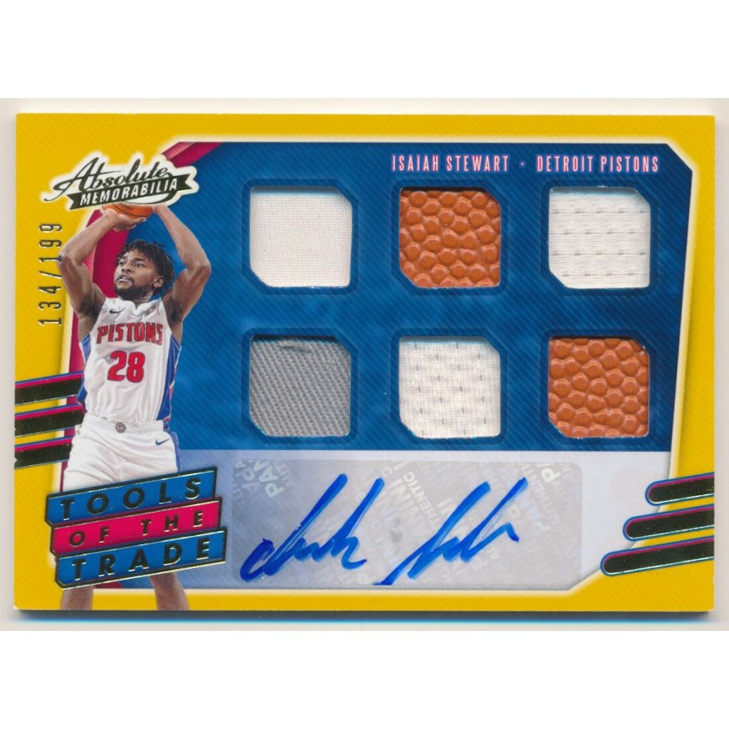 2020-21 Absolute Memorabilia Isaiah Stewart Tools of the Trade Six Swatch Signatures Card: $22.50 2020-21 Absolute Memorabilia Isaiah Stewart Tools of the Trade Six Swatch Signatures Card: $22.50