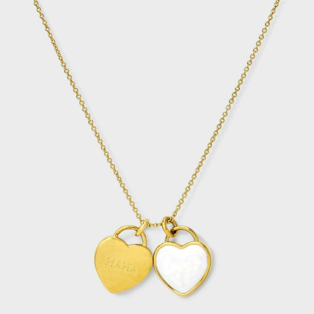 Tiny Tags 14K Gold Ion Plated Mama Double Heart Pendant Necklace: $30 Tiny Tags 14K Gold Ion Plated Mama Double Heart Pendant Necklace: $30
