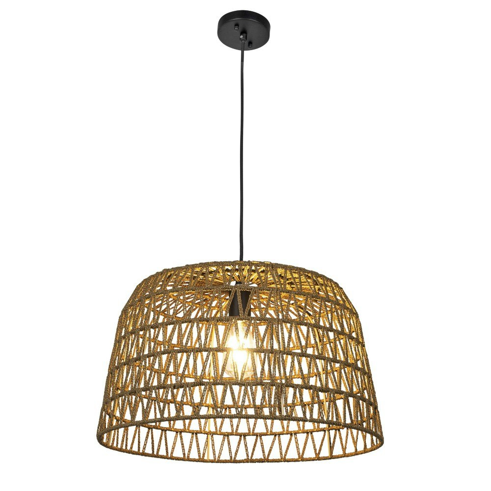 Storied Home Boho Open Weave Metal and Paper Rope Ceiling Light: $84.99