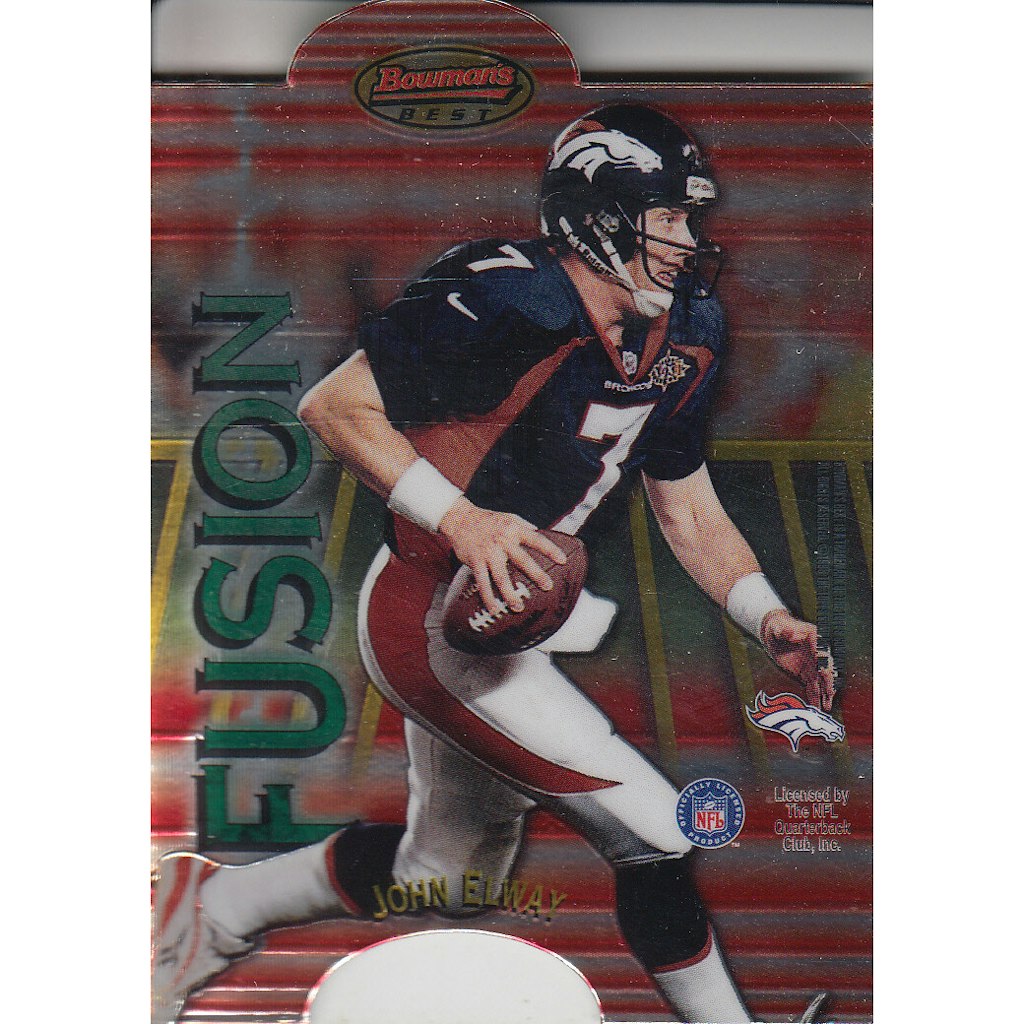 1998 Bowman's Best Mirror Image Fusion John Elway and Bob Griese Trading Card: $18 1998 Bowman's Best Mirror Image Fusion John Elway and Bob Griese Trading Card: $18