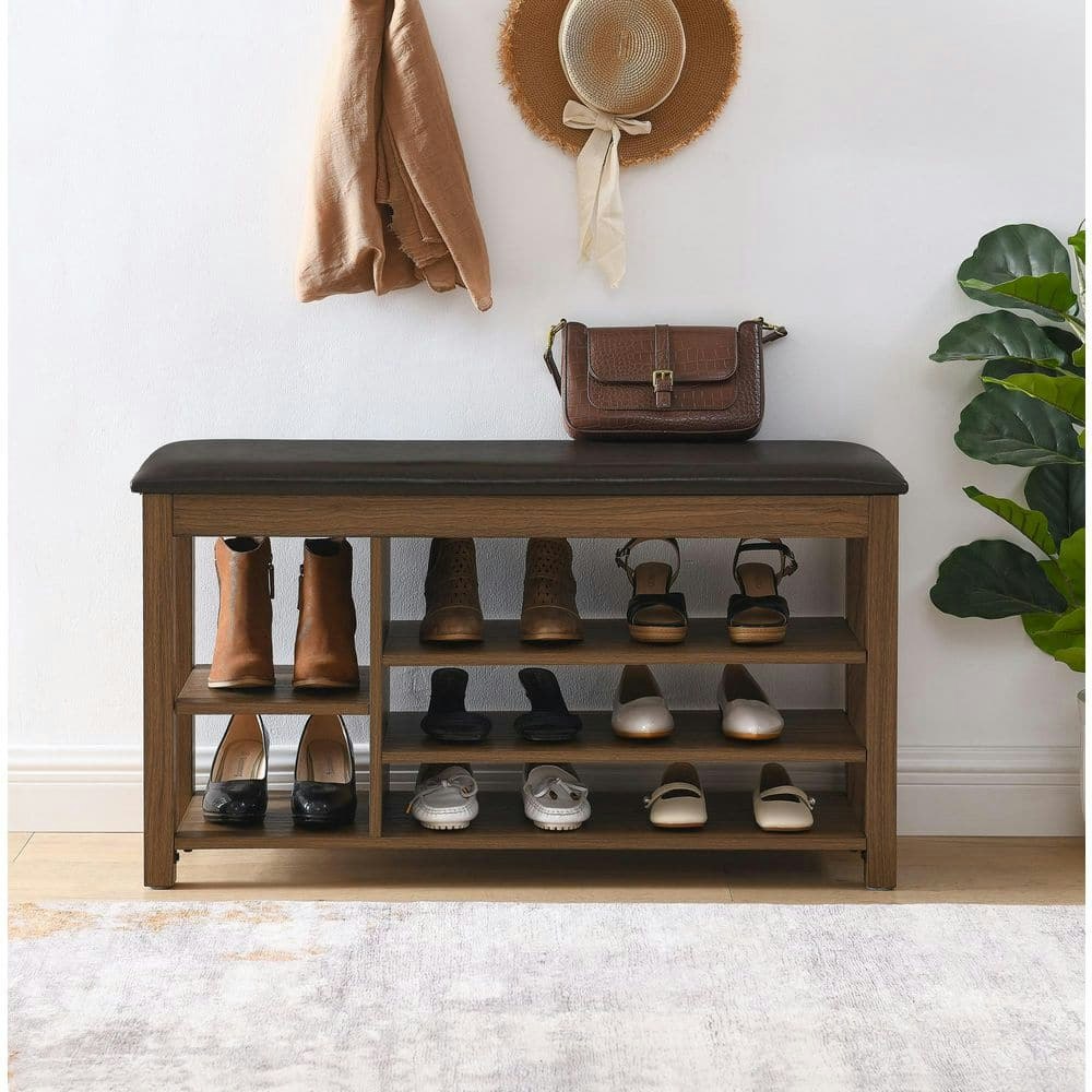39.5-inch Height-Adjustable Shoe Bench with Storage: $161.92