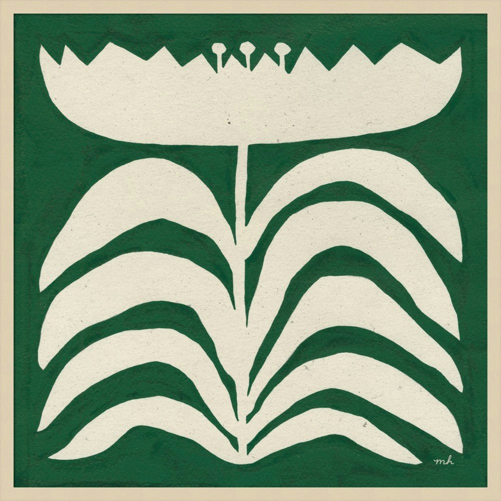 Amanti Art 33"x33" Delighted Floral II Emerald Wood Framed Wall Art Print: $259.99