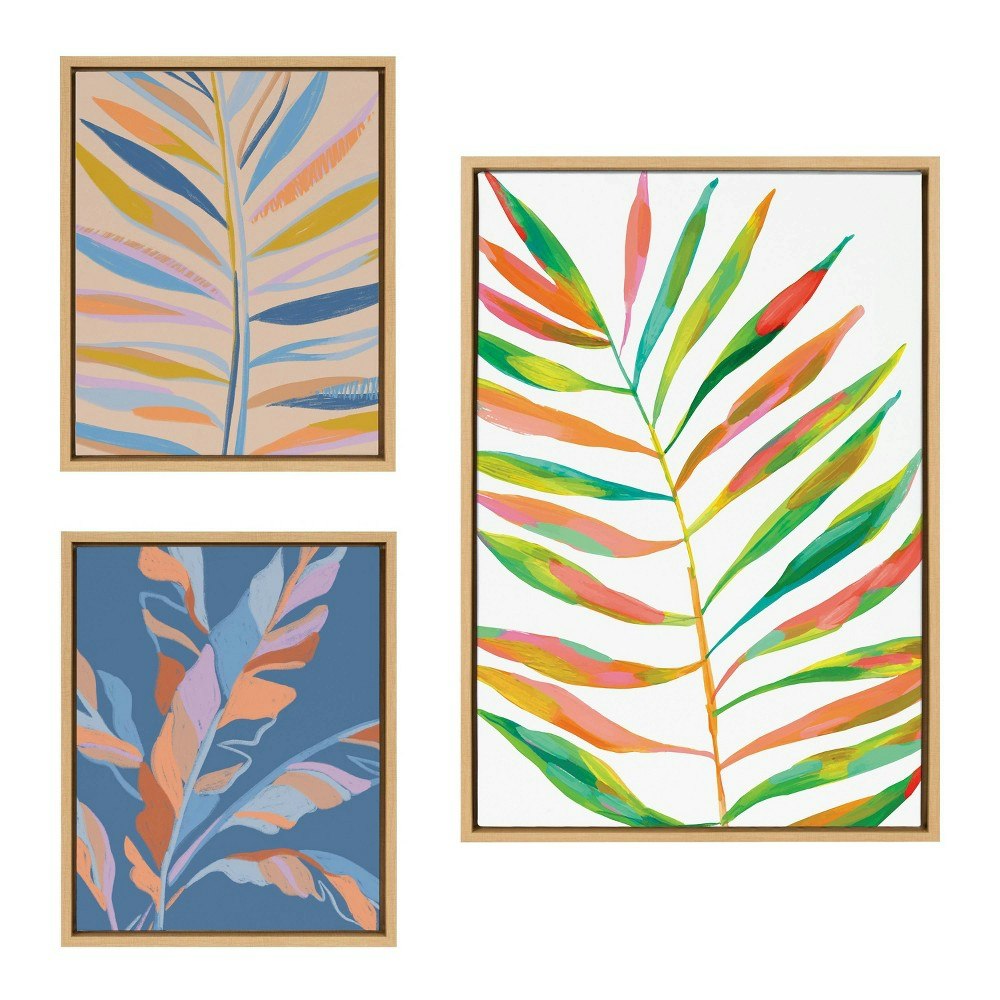 Kate & Laurel Sylvie Palma Framed Canvas Wall Art 3-Piece Set: $154.99