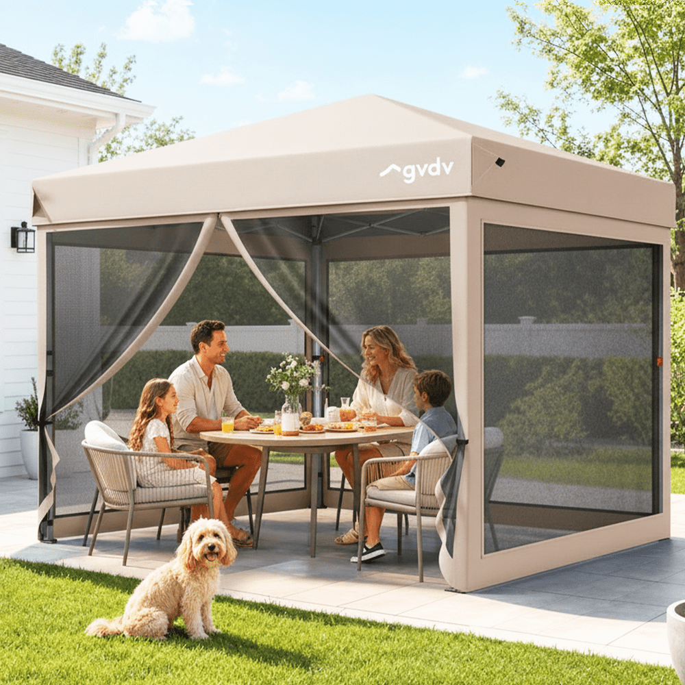 GVDV 10x10-Foot Pop-Up Canopy with Mosquito Netting: $139.89