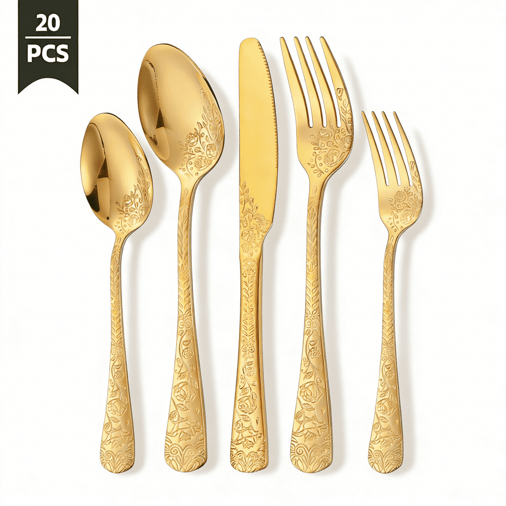 20-Piece Floral Stainless Steel Flatware Set: $18.99