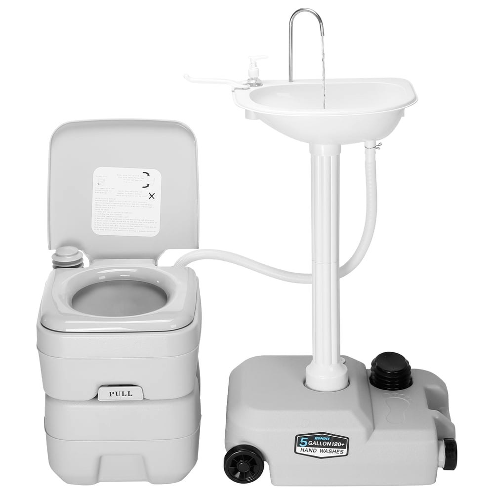 Kohree 5-Gallon Portable Sink and 5.3-Gallon Flushing Toilet Combo: $151.99