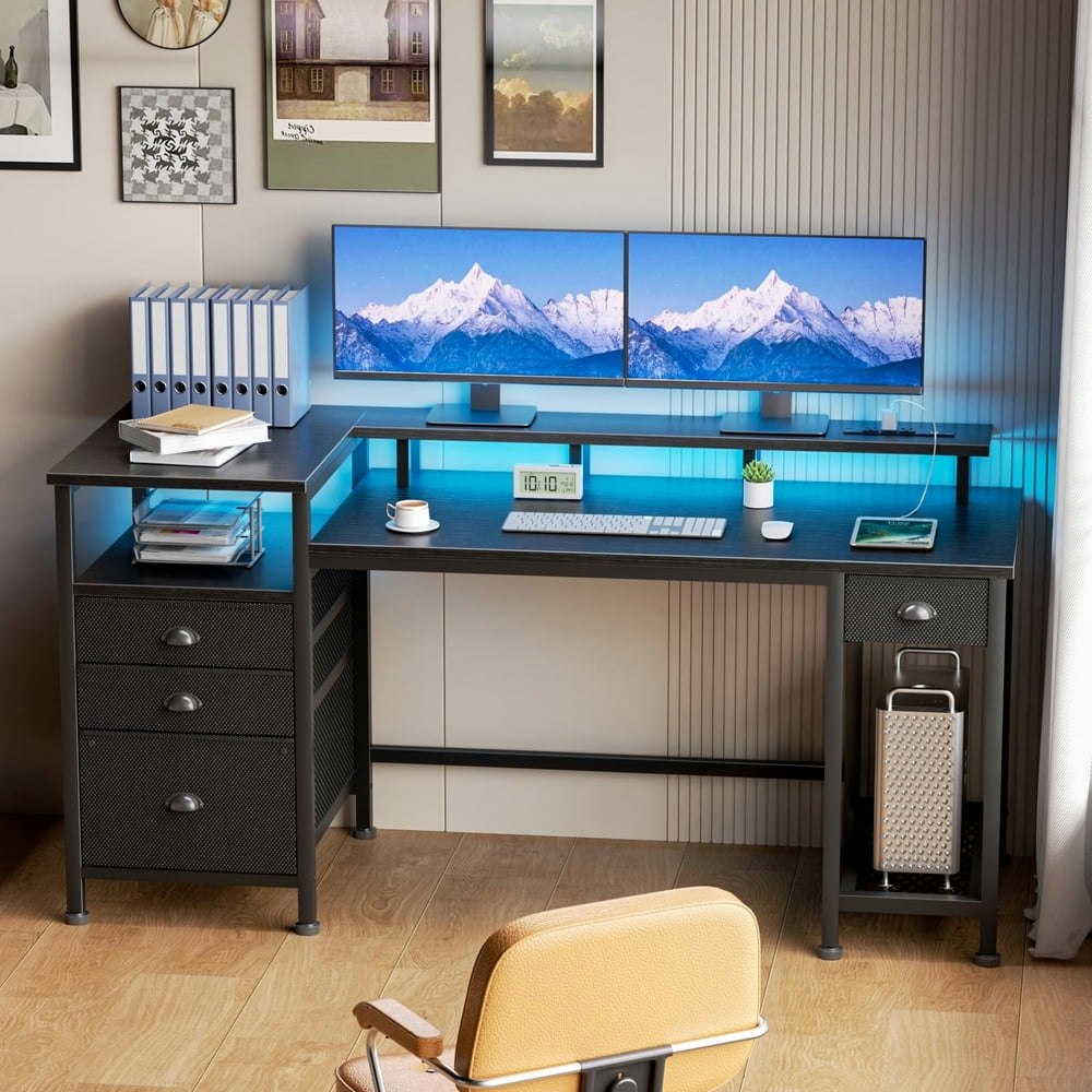 Satifur 61-Inch Computer Desk with 4 Drawers and Power Outlet: $65.99
