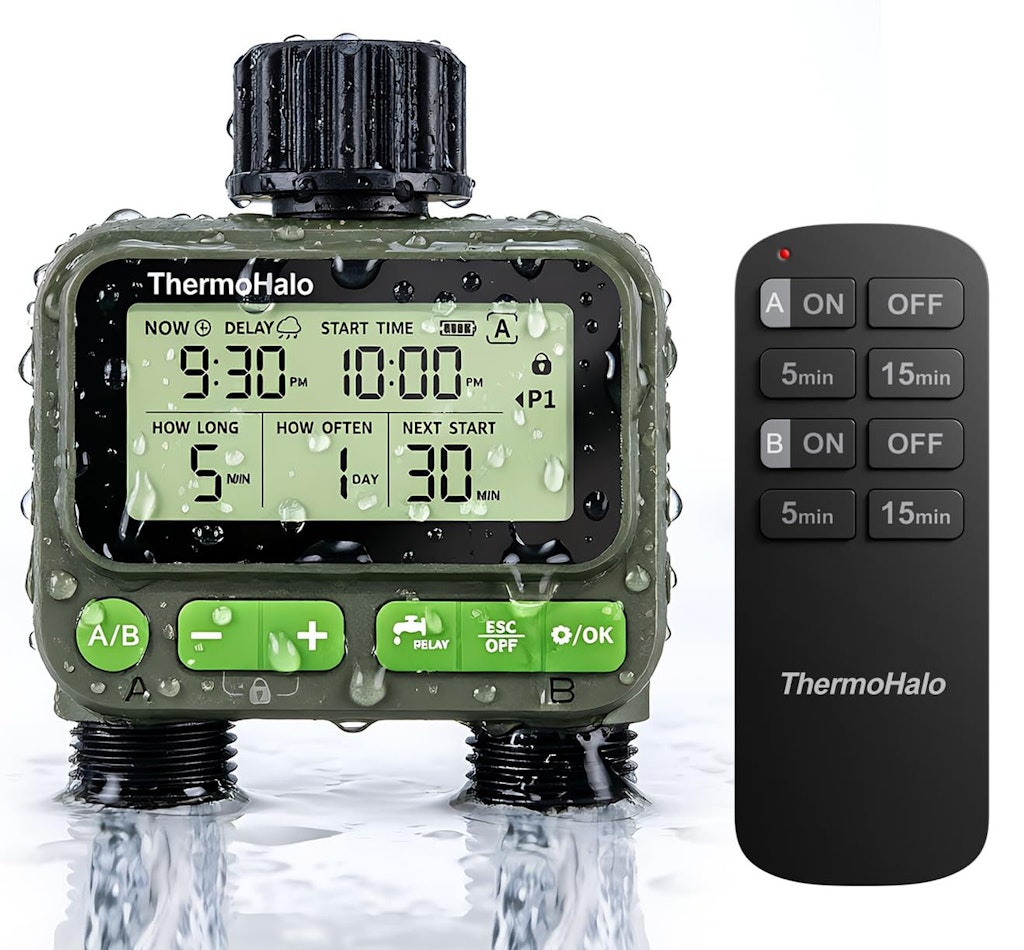 ThermoHalo 8-Zone Dual Outlet Smart Sprinkler Timer w/ Remote: $36 ThermoHalo 8-Zone Dual Outlet Smart Sprinkler Timer w/ Remote: $36