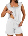 Simiya Women's 2-Piece Ruffle Pajama Set for $15 + free shipping w/ Prime