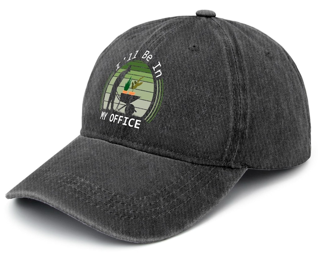 Men's "I'll Be in My Office" Washed Baseball Cap: 1-cent