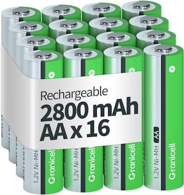 Granicell 2800mAh AA Rechargeable Batteries 16-Pack for $11 + free shipping w/ Prime