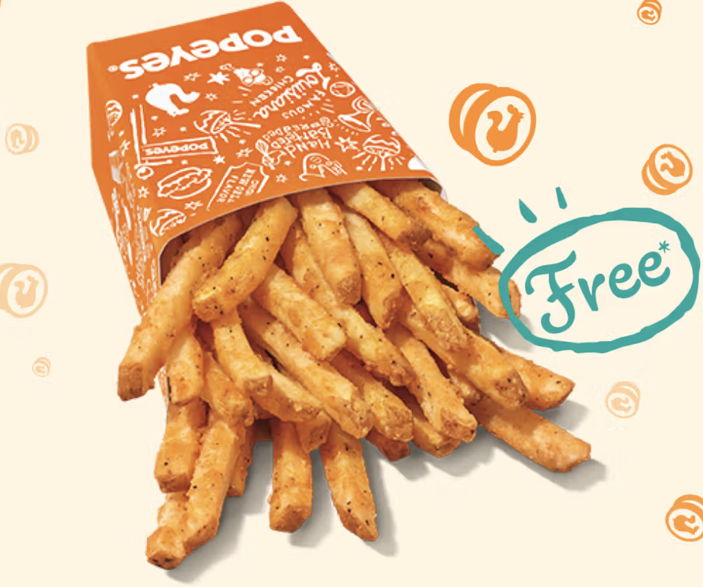 Popeyes Regular Cajun Fries: Free w/ $5 purchase Popeyes Regular Cajun Fries: Free w/ $5 purchase