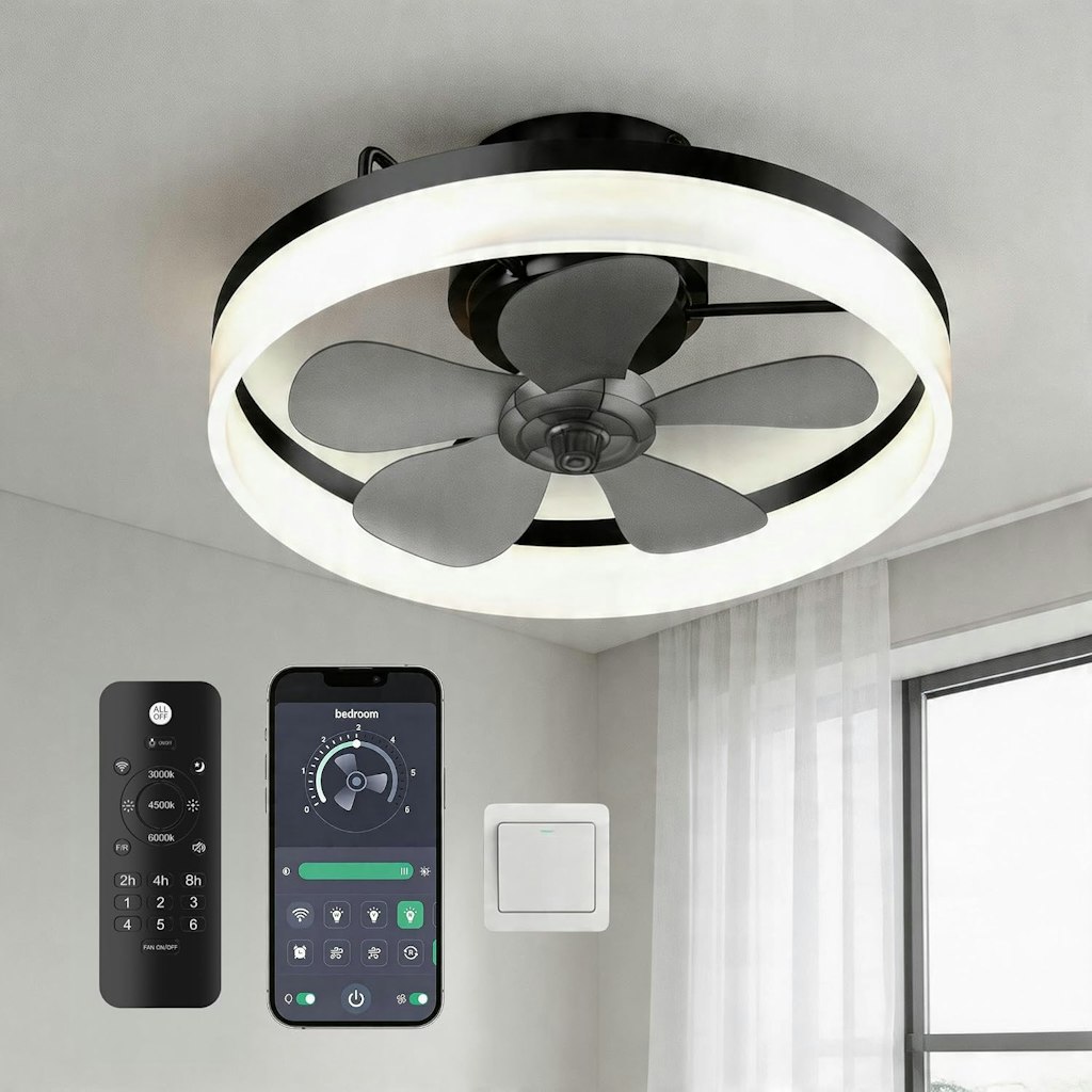 Motctqvd 19.7" Dimmable LED Ceiling Fan with Light and Remote: $34.99