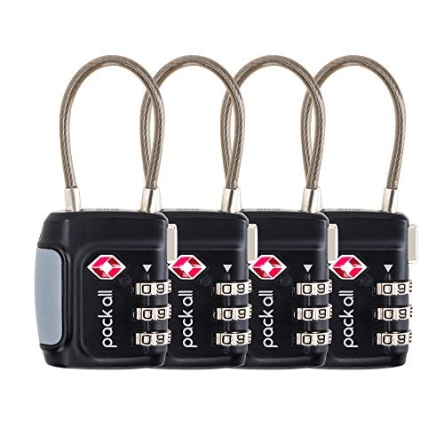 TSA Approved 3-Digit Combination Cable Luggage Lock 4-Pack: $14.94