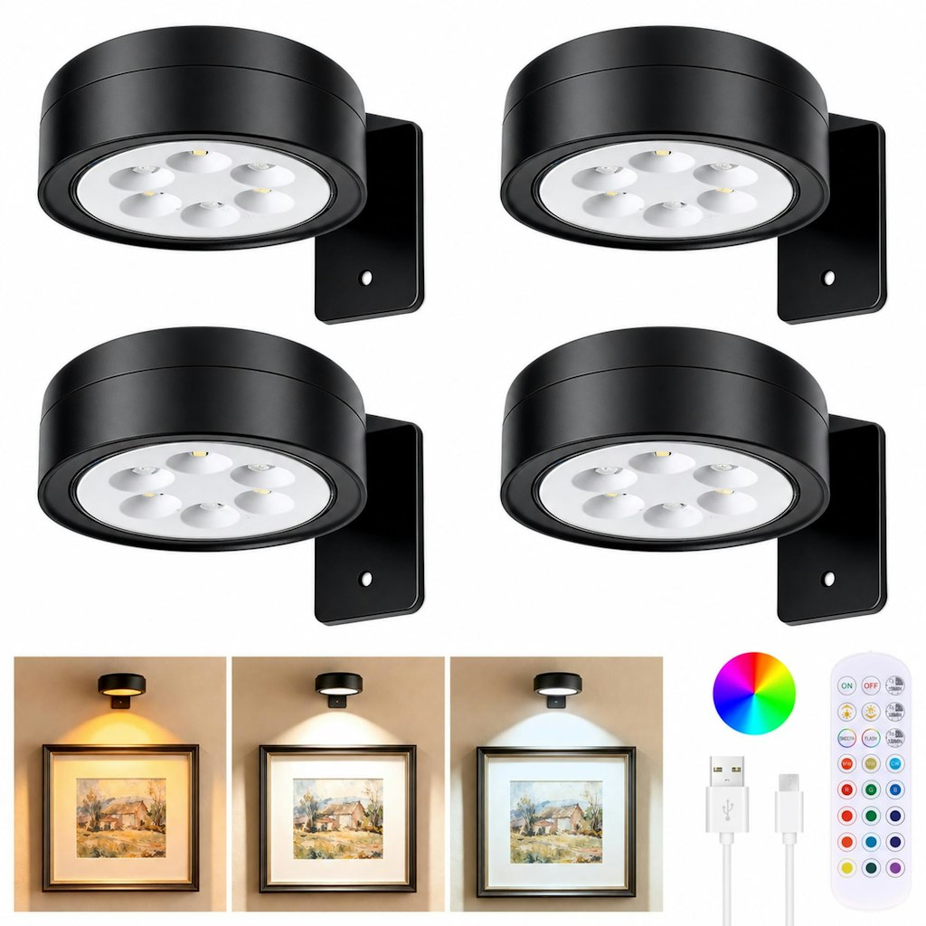 4-Pack Rechargeable Wireless Picture Lights w/ Remote: $16 4-Pack Rechargeable Wireless Picture Lights w/ Remote: $16