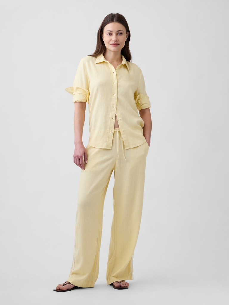 Linen-Blend Striped Wide-Leg Pants: $27.99 Linen-Blend Striped Wide-Leg Pants: $27.99