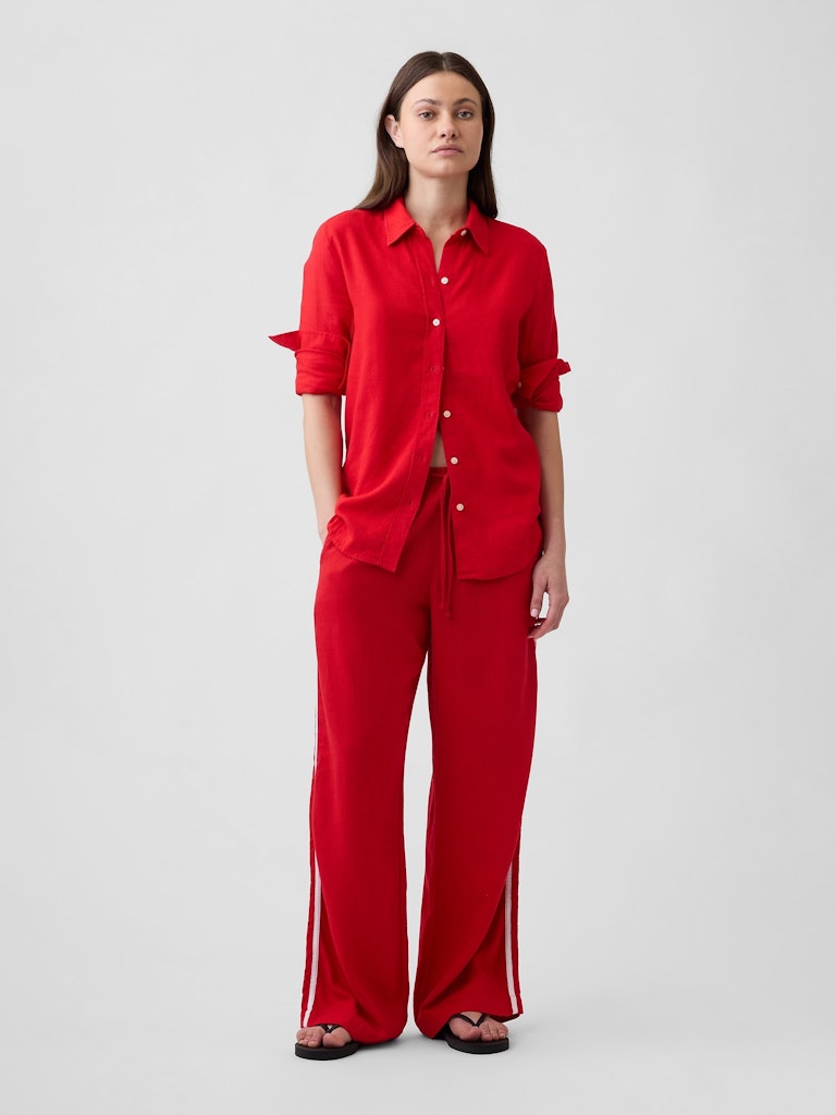Linen-Blend Striped Wide-Leg Pants: $27.99 Linen-Blend Striped Wide-Leg Pants: $27.99
