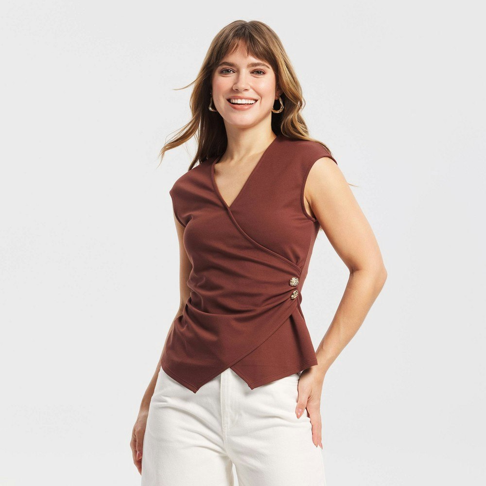 A New Day Women's V-Neck Wrap Front Top: $22 A New Day Women's V-Neck Wrap Front Top: $22